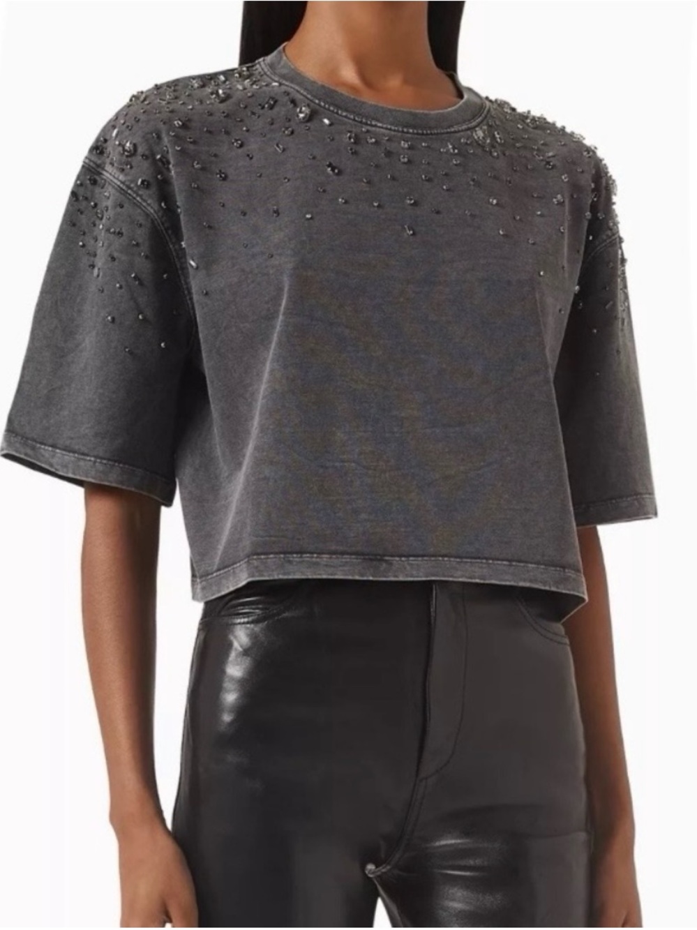 Sandro Embellished Gray T-Shirt Size 3 Like New